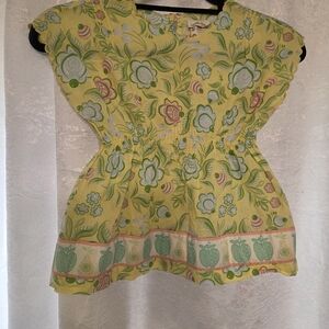 Matilda Jane Yellow Floral Top with Green and Blue Details